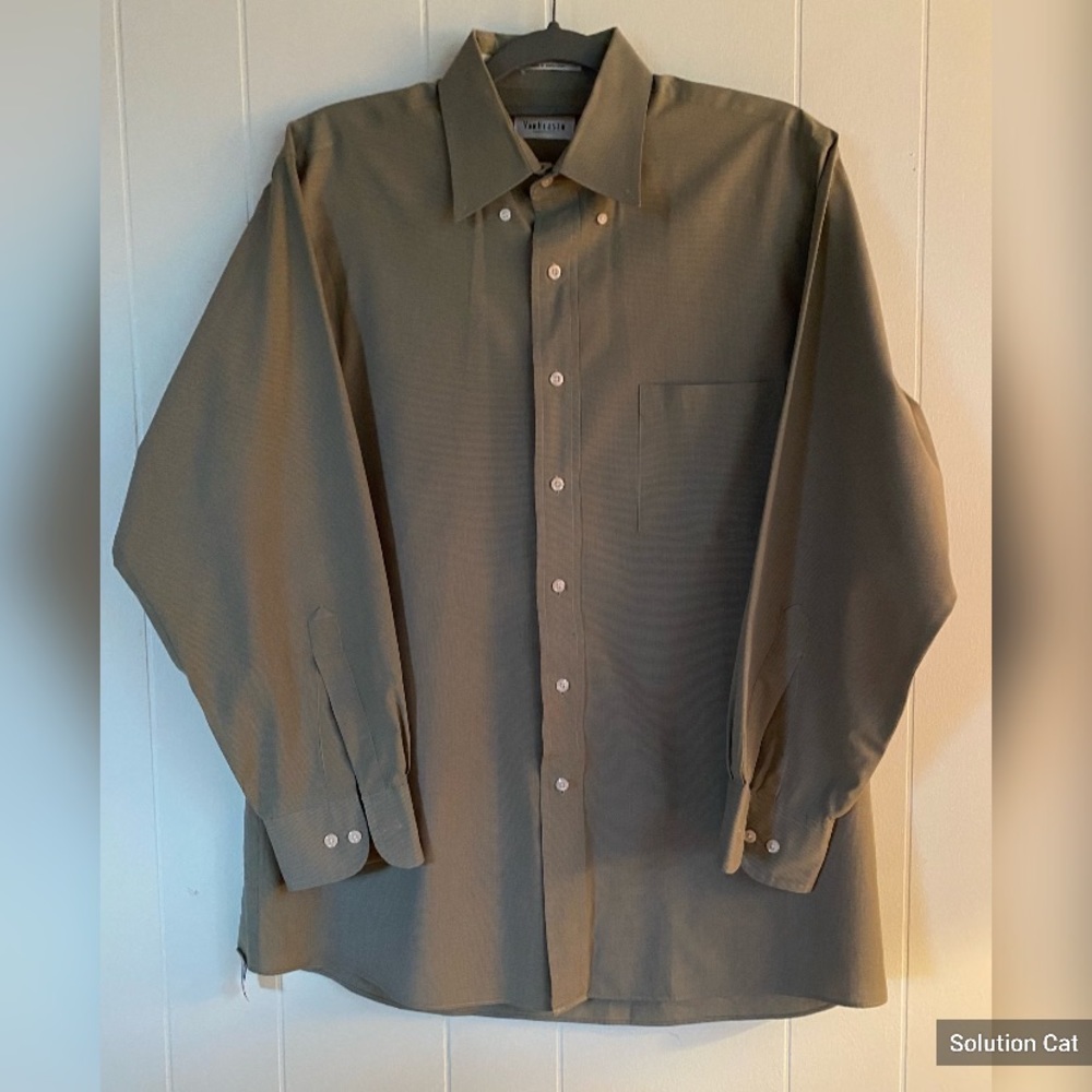 Mens Gray Button Down Shirt  16 32/33 Van Heusen